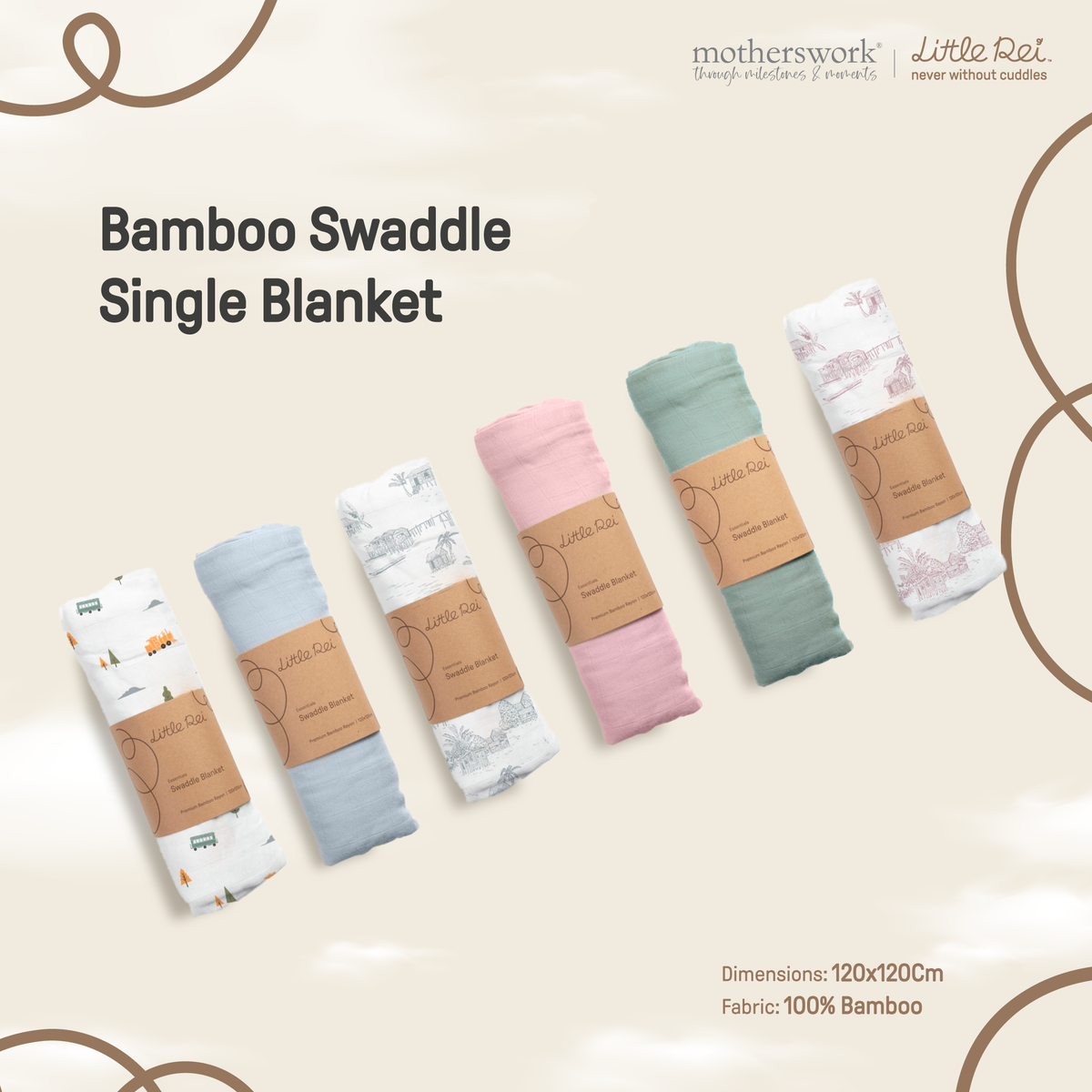 Bamboo Muslin Swaddle 120x120 cm (1 pc)